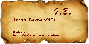 Iritz Barnabás névjegykártya